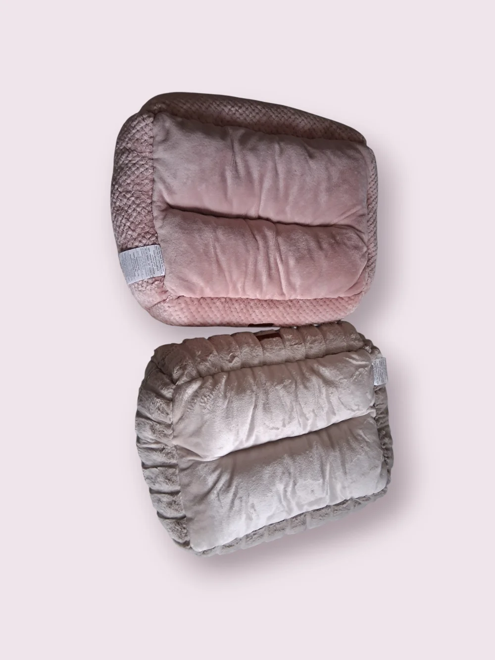 Luxury Plush Reversible Pet Bed in Blush Pink and Beige